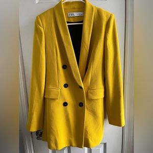 Zara double breasted yellow blazer